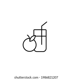 Fresh orange juice simple thin line icon vector illustration