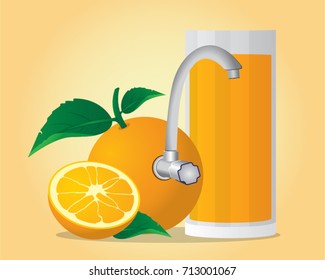 fresh orange juice with tap