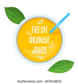 Fresh Orange Juice top view. Vector illustration for your web design or print brochures