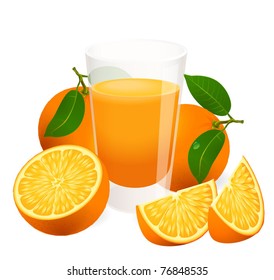 Fresh orange juice. Vector.