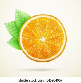 fresh orange with leaves eps10 vector illustration