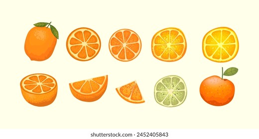 Frisches Orange, Zitrone, Mandarine, Mandarinen-Früchte Vektorgrafik Hintergrund Illustration.