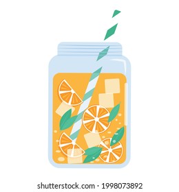 Fresh orange lemonade. refreshing summer drink vector illustration.