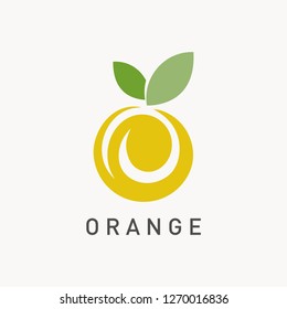 Fresh orange logo template. Fruit icon 