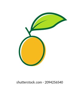 naranja fresco o frutos de mango, logotipo de hoja verde abstracto icono vectorial gráfico idea de diseño