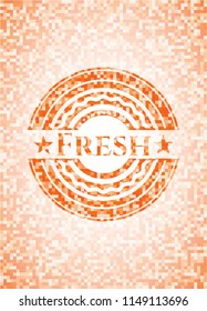 Fresh orange mosaic emblem with background