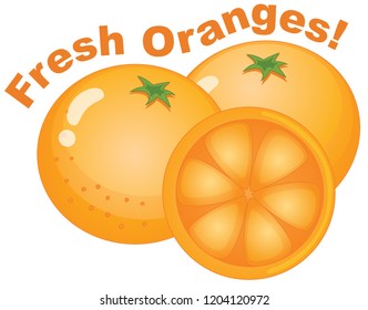 Frische Orange auf weißem Hintergrund, Vektorgrafik