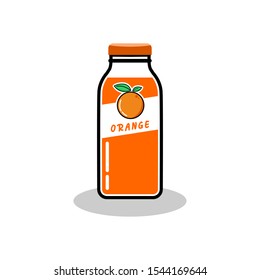
FRESH ORANGE IN PACKAGING BOTTLE.Vector illustration. Flat design style