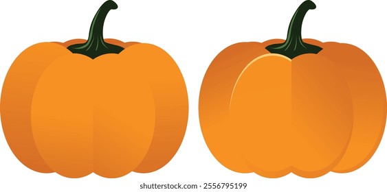 Fresh Orange Pumpkin Isolated on White background - Perfect for Fall and Halloween Designs