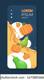fresh orange pumpkin juice liquid splash realistic splashes healthy vegetables splashing waves smartphone screen mobile app vertical copy space vector illustration