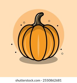 A fresh orange pumpkin with ripe flat vector design