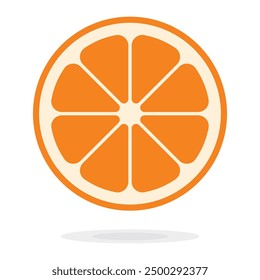Fresh orange slice isolated on a white background, Vector illustration. Ideal for decorative poster, emblem natural product, farmers market. Perfect for packaging cosmetics, healthy food concept.