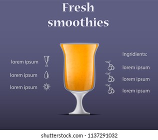 Fresh orange smoothie concept background. Realistic illustration of fresh orange smoothie vector concept background for web design