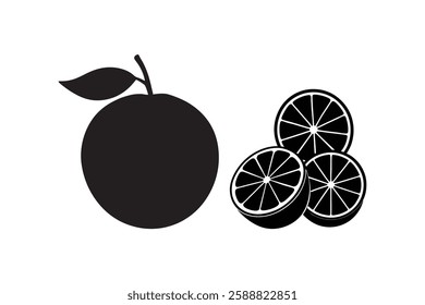 Fresh Orange Vector Icon – Juicy Citrus Fruit Illustration. Minimal Orange Slice Icon – Healthy Tropical Fruit Design. Organic Orange Vector – Vitamin C Rich Citrus Symbol