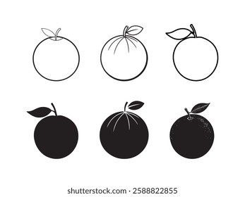 Fresh Orange Vector Icon – Juicy Citrus Fruit Illustration. Minimal Orange Slice Icon – Healthy Tropical Fruit Design. Organic Orange Vector – Vitamin C Rich Citrus Symbol