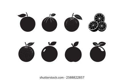 Fresh Orange Vector Icon – Juicy Citrus Fruit Illustration. Minimal Orange Slice Icon – Healthy Tropical Fruit Design. Organic Orange Vector – Vitamin C Rich Citrus Symbol