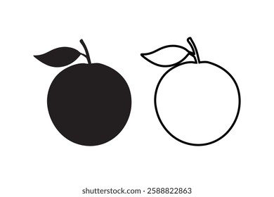 Fresh Orange Vector Icon – Juicy Citrus Fruit Illustration. Minimal Orange Slice Icon – Healthy Tropical Fruit Design. Organic Orange Vector – Vitamin C Rich Citrus Symbol