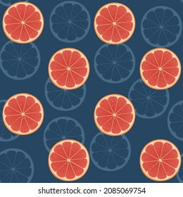 El fondo de las naranjas frescas es azul. Colorido y sin fisuras con colección de frutas frescas. Ilustración decorativa, buena para imprimir