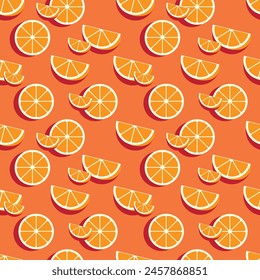 Fresh oranges fruit illustration vector seamless pattern