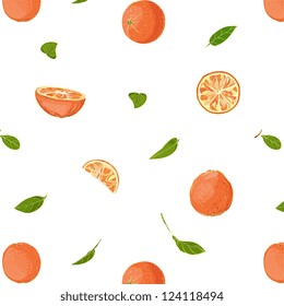 Fresh Oranges and Leaves Seamless Pattern. EPS8 illustration. Use any background color. No effects.