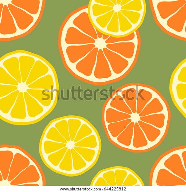 Fresh Oranges Lemons Background Hand Drawn Stock Vector Royalty Free