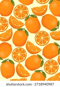 Laranjas frescas, limões padrão de frutas plano de fundo vetor ilustração design.
