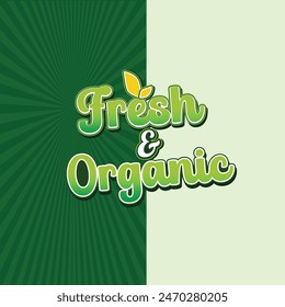 Fresh and Organic Bold 3D Logo Design Vector. Fruits, vegetables, Juices Etc