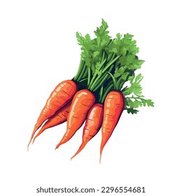 Fresh organic carrots, ripe and ready for cooking icon isolated