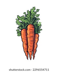 Fresh organic carrots, ripe and ready to eat icon isolated