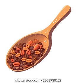 Fresh organic coffee seeds, healthy eating icon isolated