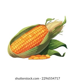 Fresh organic corn ripe for healthy eating icon isolated