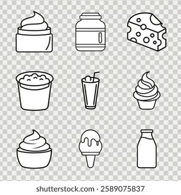 Fresh and organic dairy products in vector line art, perfect for digital projects