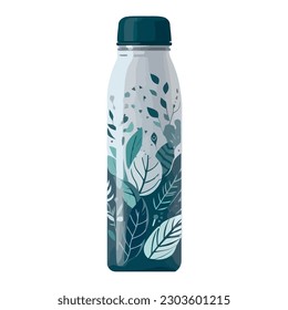 Fresh organic drink in glass bottle over white