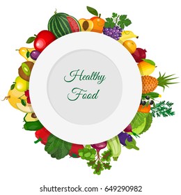 Fresh organic food.Set of fruits and vegetables. Vector vegetarian organic healthy food cuisine. organic natural realistic fruits. Veggie Lover Elements