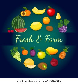 Fresh organic food, healthy eating . Vegetarian food and organic farming designor background organic natural realistic fruits.