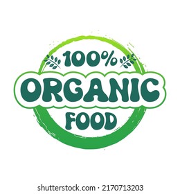 Fresh organic food label or sticker for food product. Quality certified healthy food tag
