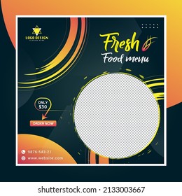 Fresh Organic Food Restaurant Social Media Post Template