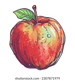 Fresh organic fruit apple sketch illustration icon isolated