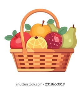 Fresh organic fruit basket, ripe for picking icon isolated