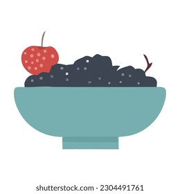 Fresh organic fruit bowl over white