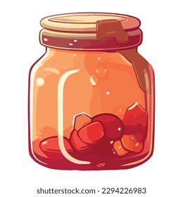 Fresh organic fruit in a transparent jar isolated