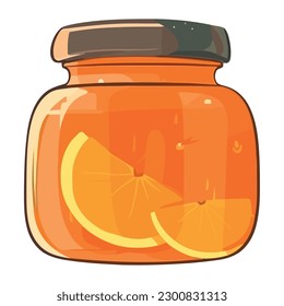 Fresh organic fruit in a yellow jar isolated