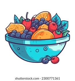 Fresh organic fruits bowl ripe food icon isolated