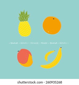 Fresh organic fruits simple and bright vector illustration.