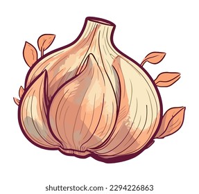 Fresh organic garlic healthy seasoning isolated