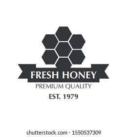 Fresh Organic Honey logo and icons with honeycombs