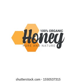 Fresh Organic Honey logo and icons with honeycombs