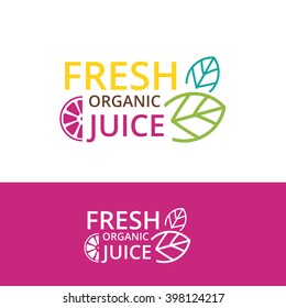 Fresh organic juice, logo,vector logo template
