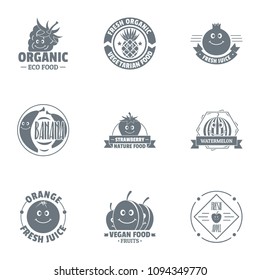 Fresh organic logo set. Simple set of 9 fresh organic vector logo for web isolated on white background