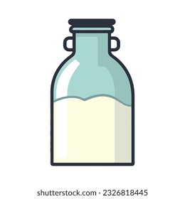 Fresh organic milk in glass bottle container icon isolated